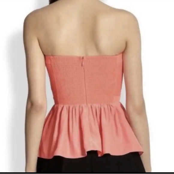 Parker Strapless Bustier Top 100% silk XS Coral - Picture 2 of 6